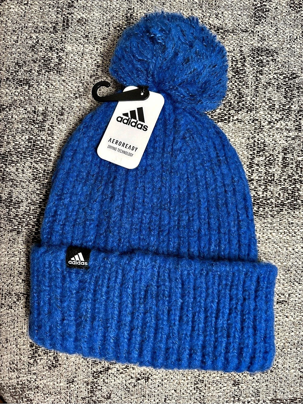 adidas Women's POM AJUSTABLE BALLIE Blue Boston Marathon Beanie NWT